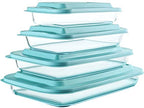 8-Piece Deep Glass Baking Dish Set with Plastic lids,Rectangular Glass Bakeware Set with Lids, Baking Pans for Lasagna, Leftovers, Cooking, Kitchen, Freezer-to-Oven and Dishwasher, Green - color: Green
