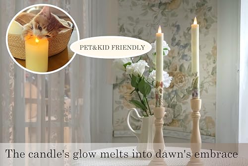 Flameless Taper Candles Flickering with Remote and Timer, 3D Moving Flame Taper Candle Battery Operated to 400 Hours, 9 Inch Window Candles, (Wild Flower) - color: Wild Flower