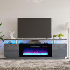 AMERLIFE Fireplace TV Stand with 36" Fireplace, 70" Modern Fireplace Entertainment Center LED Lights, 2 Tier TV Console Cabinet for TVs Up to 80", Grey - color: Grey, size: 70"
