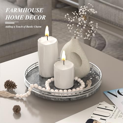 Gray Marble Lazy Susan Turntable for Table Top – 10” Round Marble Tray Organizer for Dining Table, Kitchen Countertop & Bar, Luxury Stone Serving Tray with Silver Frame - color: Gray & Silver, size: 10 inches