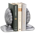 Decorative Shell Bookends, Coastal Nautical Book Ends for Shelves Desk, Resin Seashell Book Ends for Home Office Living Room Beach Decor (Silver)