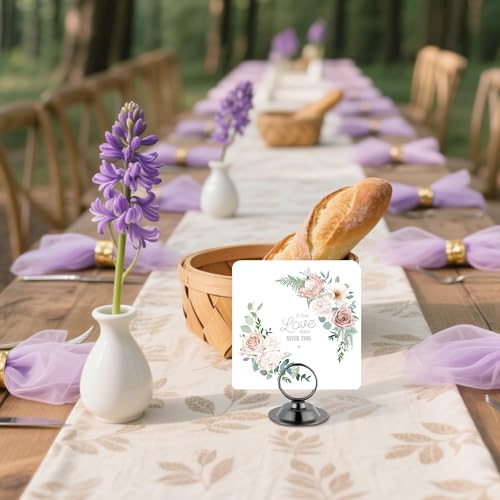Urban Deco 16 PK Table Card Holder Place Card Holders Steel Card Holders for Photos, Food Signs, Memo Notes, Weddings, Restaurants, Birthday (Black) - color: Black