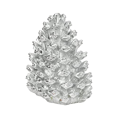 Creative Co-Op Decorative Resin Pinecone Bookends, Silver Finish, Set of 2 - color: Silver