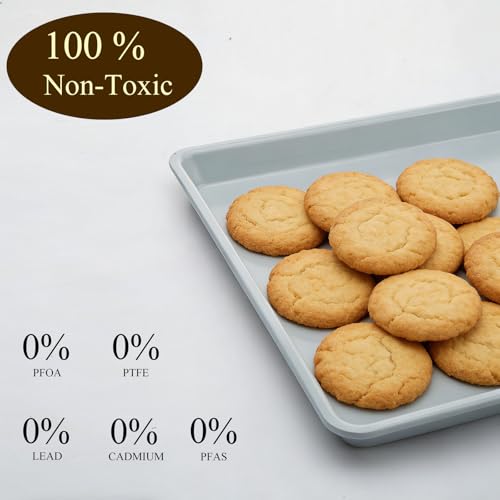Cookie Sheets for Baking 18x13", Half Ceramic Baking Sheet, Non-Stick & Non-Toxic Ceramic Coating, 2.2mm Thick Aluminum Oven Trays for Cooking, PTFE & PFOA Free - size: baking sheet 18x13"