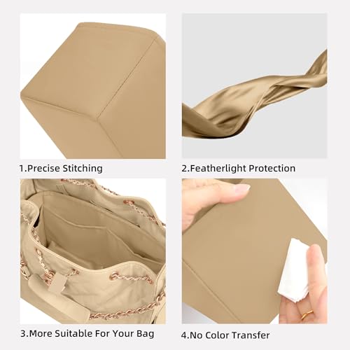 DGAZ Silk Purse Organizer Insert Fits Chanel 25C Hobo Bags，Silky Smooth Bag Organizer，Luxury Handbag & Tote Shaper(Large,Chai) - color: Chai, size: Large