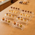 Acrylic Display Riser Stand of 8pcs, 5mm Thickness, 12'' Length Tierd Display Stands, Acrylic Shelf Risers for Perfume Display,Risers for Buffet Table,Cupcake Stand,Pop Figurines,Tumbler,Food - size: 8PCS