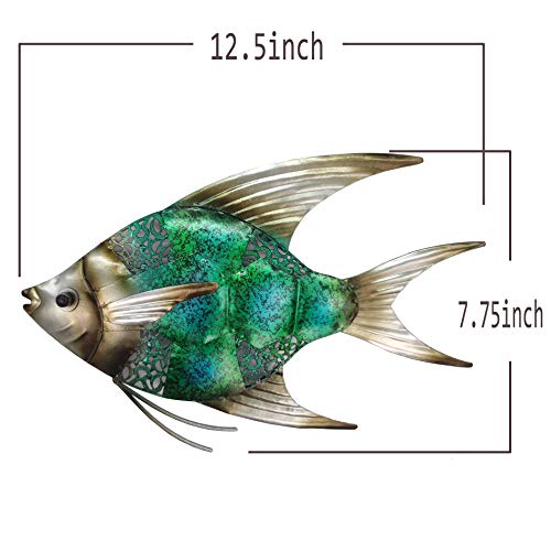 JOYBee 12.5inch Coastal Ocean Sea Metal Fish Wall Art Decor -Christmas Decorations-Perfect for Coastal，Nautical，Beach，or Boat Decor-Metal Wall Decor-for Garden Home Patio Bathroom Kitchen - color: Fish Bluegreen