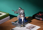 King's Guard Leader Cloak Warrior Knight Pen Holder Mobile Phone Stand, Ornament Knight Statue, Pen Stand Paperweight for Office and Home (SilverBlue) - color: Silverblue