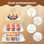 10 Pack Dessert Table Display Set - 4 x Three-Tier Square Cupcake Stands and 6 x Serving Trays, Elegant Tableware for Cakes, Cupcakes, Pastries, and Snacks, Perfect for Parties (Black) - color: Black