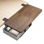 PEGZONE Desk Extender Tray, 24" x 12" Clamp On Desk Shelf, Desk Extension with Storage Drawer, Table Desk Arm Rest, Clamp On Keyboard Tray for Office and Home, Workstation Organizer, Medium, Walnut - size: 24 x 12 inch, style: Walnut with Drawer