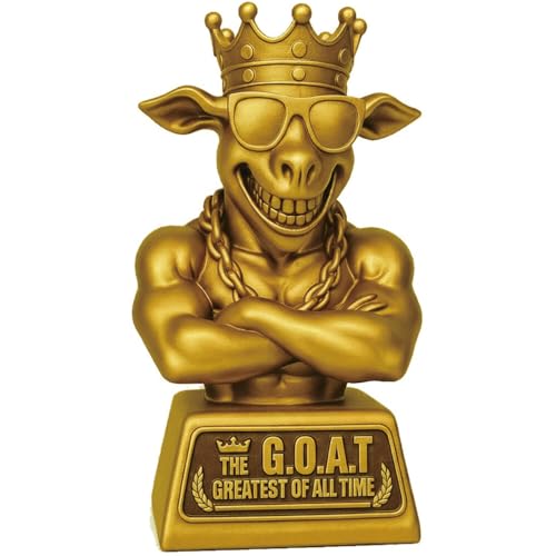 Muscle Goat Trophy – 9" G.O.A.T. with Muscle Resin Award for Fantasy Football, Office Desk, Best Player Trophy