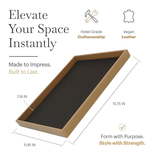 Rikan Vegan Leather Tray With Durable Build & Smooth Finish- Desk Paper Tray Provides Structured Storage & Neat Surface For Workspace Organization- Letter Trays For Office, Home Storage & Hotel Setups - color: Beige