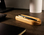 Solid Oak Single Pen Tray, Minimalist Desk Organizer, Natural Wood, Handcrafted, Precision Angled Channel