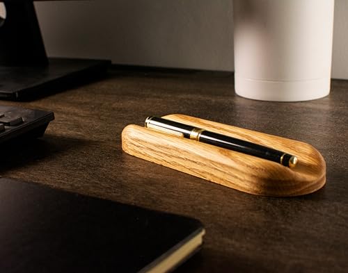 Solid Oak Single Pen Tray, Minimalist Desk Organizer, Natural Wood, Handcrafted, Precision Angled Channel
