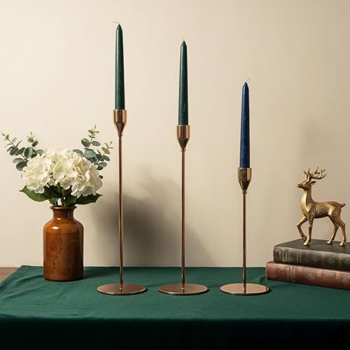 6pcs Candlestick Holders, Metal Taper Candle Holder Bulk Rose Gold Tall Candlestick Holders Taper Candle Holder for Table Centerpieces Candlesticks for Wedding Christmas Party-3size
