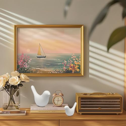 2 Pcs Modern Style Animal Statues, Decorative White Ornaments Birds Statues, Ceramic Decor for Office Desktop, Bookshelf, Bedroom, Living Room, Cabinets - color: White