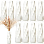 Didaey 10 Pack Composite Plastic Flower Vases Bulk White Small Boho Floral Vases for Dried Flower Bouquet Pampas Grass Centerpieces Fall Wedding Party Living Room Decor(Retro) - style: Retro