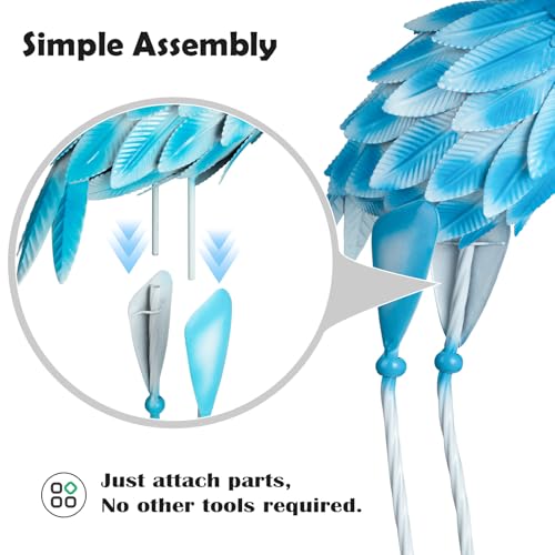 Set of 2 Metal Flamingo Garden Statues, Yard Flamingo Outdoor Decor for Lawn Patio Garden Backyard Display (Blue) - color: Blue