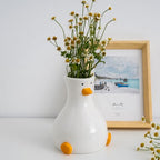 MOUGIGI Handcrafted Ceramic Duck Vase - White Modern Flower Vase with Unique Duck Design - Round Aesthetic Table Decor - Funky and Trendy Art Vase - color: Duck-vase