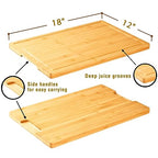 Bamboo Cutting Board for Kitchen, 18" Large Wood Charcuterie Cheese Board, Wooden Chopping Block with Side Handles and Juice Grooves - size: 18"L x 12"W