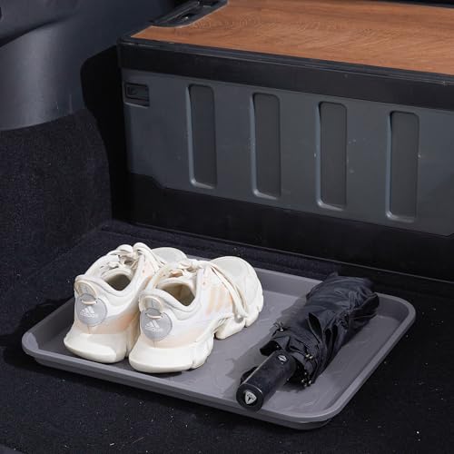 Boot Tray for Entryway Indoor, Heavy Duty Shoe Mat Tray 2 Packs, 16.7"x12.8" Waterproof Shoes Trays with Raised Edge, Outdoor Multi-Purpose Mats for Boots, Garden, Pets - color: Gray, size: (2Pack) 16.7''x 12.8''