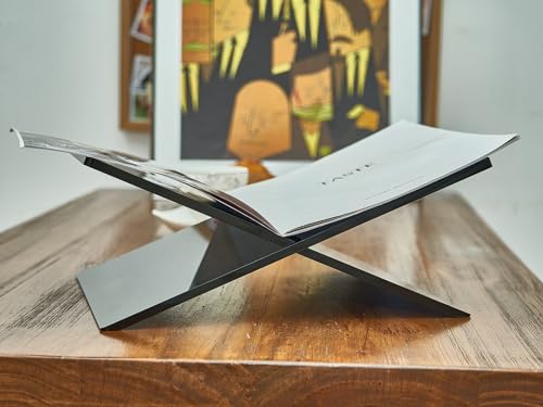 Honygebia Black Acrylic Book Stands - Cross Frame Acrylic Book Holder, Open Bookstand for Display and Reading, Suitable for Art, Bible, Cookbook, Easel, Magazine, Textbooks 12.5" x 9.5" x 5.5" - color: Black