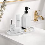Luxspire Bathroom Vanity Tray, Handmade Resin Kitchen Tray, Oval Toilet Tank Tray, Bathroom Countertop Organizer Tray for Jewelry/Perfume/Soap Dispenser/Hand Towel - 11.4 Inch, Marble White - color: Marble White, style: Medium
