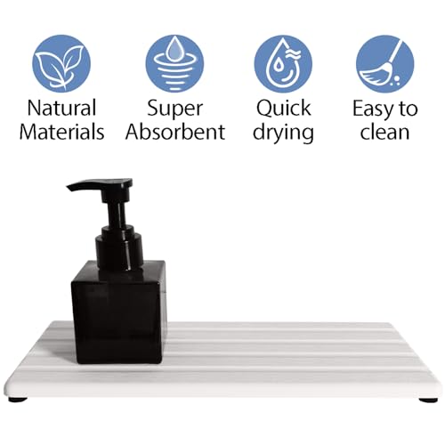 Diatomite Soap Dish, Water Absorbing Stone Tray, Kitchen Sink Organizer, Fast Drying Counter Holder (White, 11" x 4.7"/28 x 12cm) - color: White, size: 11" x 4.7" (28 x 12cm)