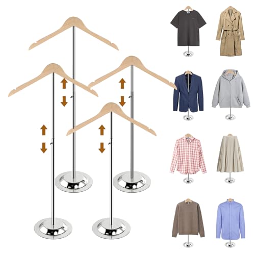 Adjustable Shirt Display Stand, 4 Pcs, 20-35 Inch Height T-Shirt Mannequin for Vendors, Wooden Stand for Shirts, Jackets, Coats at Events, Trade Shows - color: Oak Color, size: 4Pcs