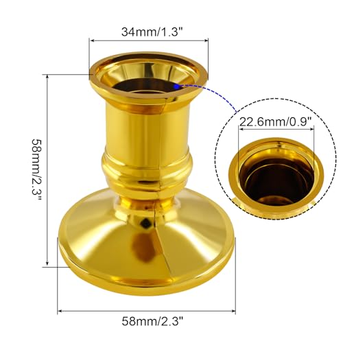 Waziaqoc 24Pcs Gold Taper Candle Holders, Plastic Candlestick Holders Only for Flameless LED Candle Decorative Pillar Candle Holder for Christmas Wedding Anniversary Dinner Party - color: Gold