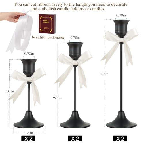 FSyueyun Black Candle Holder Set of 6, Elegant Metal Candlestick Holders for Vintage Taper Candle Holders, Perfect for Table Centerpieces, Fireplace Mantels, Home Decor, Weddings and Party Decorations - color: Black, size: Set of 6