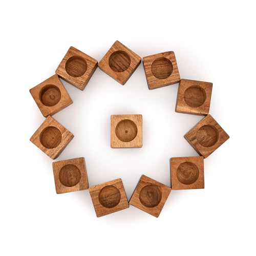 Kaizen Casa Tea Light Holders for Rustic Centerpieces for Dining Table Wedding Party Candle Centerpieces for Dining Table Wedding Party Set of 12 (Outer Dia: 2.25", Inner Dia: 1.6")