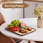 16 Inch Acacia Wood Serving Tray, Rectangular Wooden Decorative Tray for Food, Appetizers, Snacks, Desserts, Coffee Table, Bathroom, Entryway, Vanity, Home Decor Organizer - size: 16 Inch