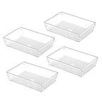 Backerysupply Clear Plastic Drawer Organizer Tray for Vanity Cabinet (9"×6"×2" Set of 4) For Office Bathroom Makeup Drawers - size: 9 in x 6 in x 2 in