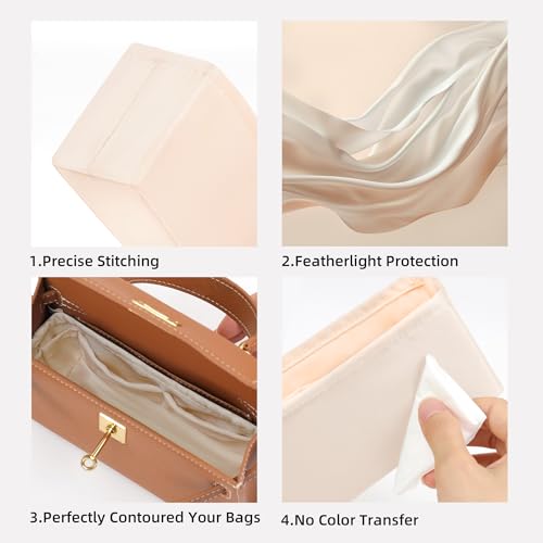DGAZ Luxury Handbag & Tote Organizer, Silk Purse Organizer, Fits mini Kelly Bags (Craie, miniKelly2) - color: Craie, size: miniKelly2