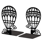 Peacoblue Metal Bookends for Shelves, Modern Decorative Heavy Duty Study Book Support Stoppers for Office, Desk, Shelf, Room 5.3"x4.3"x7.9" Cast Iron Simple Tall Bookends, 1 Pair (Hot Air Balloons) - style: Hot Air Balloons