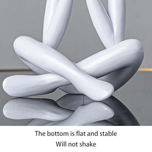 Small Collectible Figurines Abstract Sculpture Statue Desktop Decor Office Shelf Decoration for Home Living Room (White)