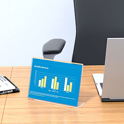 NIUBEE Slanted Back Acrylic Sign Holder 7 x 5 Inches, Clear Plastic Sign Holder Paper Display Table Stand for Office, Store, Restaurant -Horizontal (6 Pack) - size: 5x7, style: Horizontal