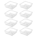 Backerysupply Clear Plastic Drawer Organizer Tray for Vanity Cabinet (6"×6"×2"，Set of 8),Storage Tray for Makeup, Kitchen Utensils, Jewelries, and Gadgets… - size: 6 in x 6 in x 2 in