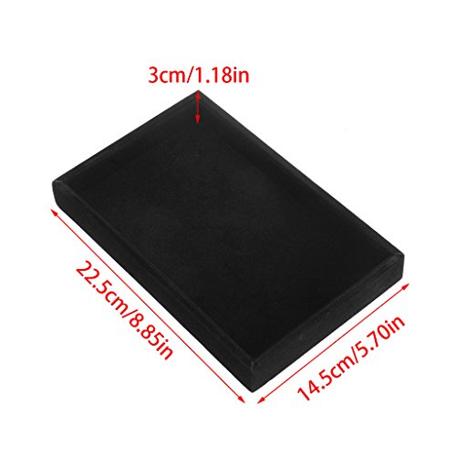 Youngy Velvet Jewelry Tray, Stackable Showcase Display Organizer for Ring Earring Necklace Pendants Bracelet Purple Black