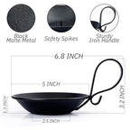 Matte Black Iron Pillar Candle Holder, with Handle, Simple Industrial Style ，Table Centerpiece Decoration，with Safety Spike.
