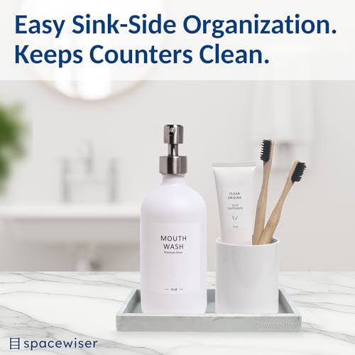 Spacewiser Countertop and Vanity Tray - Small 7.7” Silicone Tray for Soap Dispenser Bottles, Sponge Holder for Kitchen Sink Caddy Organizer, Bathroom Trays, Dish Soap Holder for Kitchen Counter, Keys - color: Marble Design, size: Small 7.7”