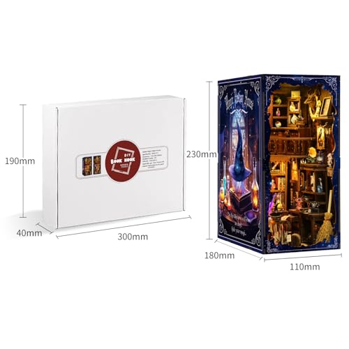 Book Nook Kit - DIY Miniature Dolls House Kit with Furniture and LED Light, 3D Puzzle Wooden Art Bookends, Model Kits for for Adults and Teens (Magic Potion Shop) - style: Magic Potion Shop