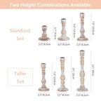 NUPTIO Taper Candle Holders Boho: Set of 6 Tall Wooden Candlestick Holder for Thanksgiving Table Centerpieces Decoration - size: Taller Set