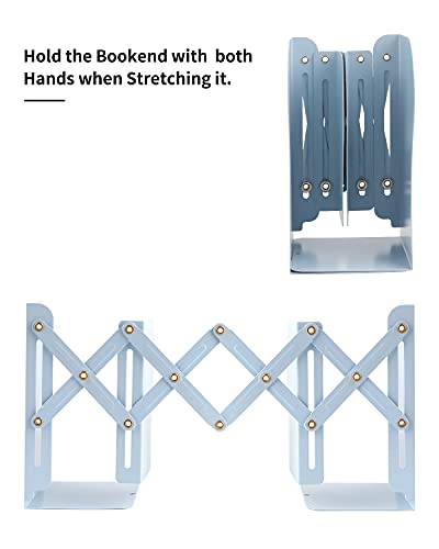 MSDADA Adjustable Bookends, Bookends for Heavy Book, Expandable Book Organizer for Office, School, Libraries, Extends up to 19 inches (Light Blue) - color: Light Blue