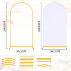 Vincidern 6.6FT Arch Backdrop Stand and Cover Set, Metal Arch Stand with White Cover for Wedding, Party, Baby Showers, Graduation, Birthday, Event Backdrop Decorations - size: 6.6FT Arch with Cover