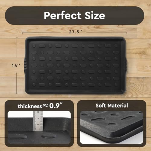 tchdio Durable Rubber Boot Tray and Shoe Mat for Entryway - Heavy Duty Waterproof Shoe Tray Organizer, Non Slip Boot Trays for Front Door, Entryway Muddy Shoes Storage, 16x27.5 Inches - color: Black Dots, size: 16"x27.5"