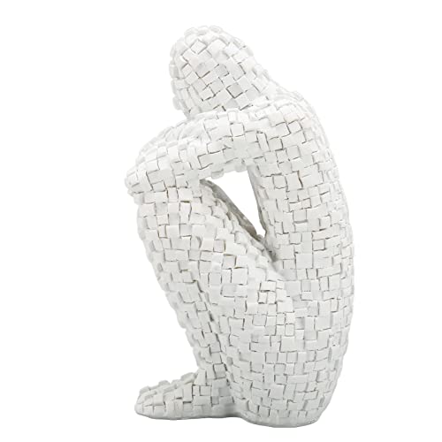 Mini Thinker Statue, Abstract Mosaic Sculpture Silence is Gold Craft Abstract Art Resin Sculpture for Household Living Room, Coffee Table Minimalist Decor, Tabletop Decoration