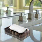 Luxury Marble Soap Dish Tray,Rectangle Stone Marble Soap Tray,Self Draining Soap Holder for Bathroom, Kitchen (Black Gold) - color: Black Gold