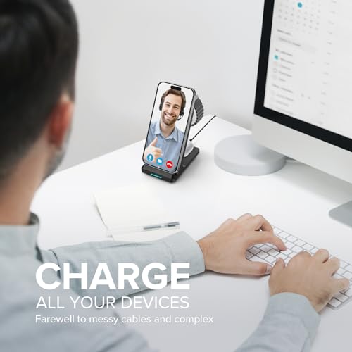 Wireless Charging Station, 3 in 1 Fast Wireless Charger Stand for Multiple Devices Apple Watch Ultra Series 11 10 9 8 7 6 SE 5 4 3 2, iPhone 17 16 15 14 13 12 11 Pro Max/Plus/Air/X/XS/XR, Airpods Pro - color: Black